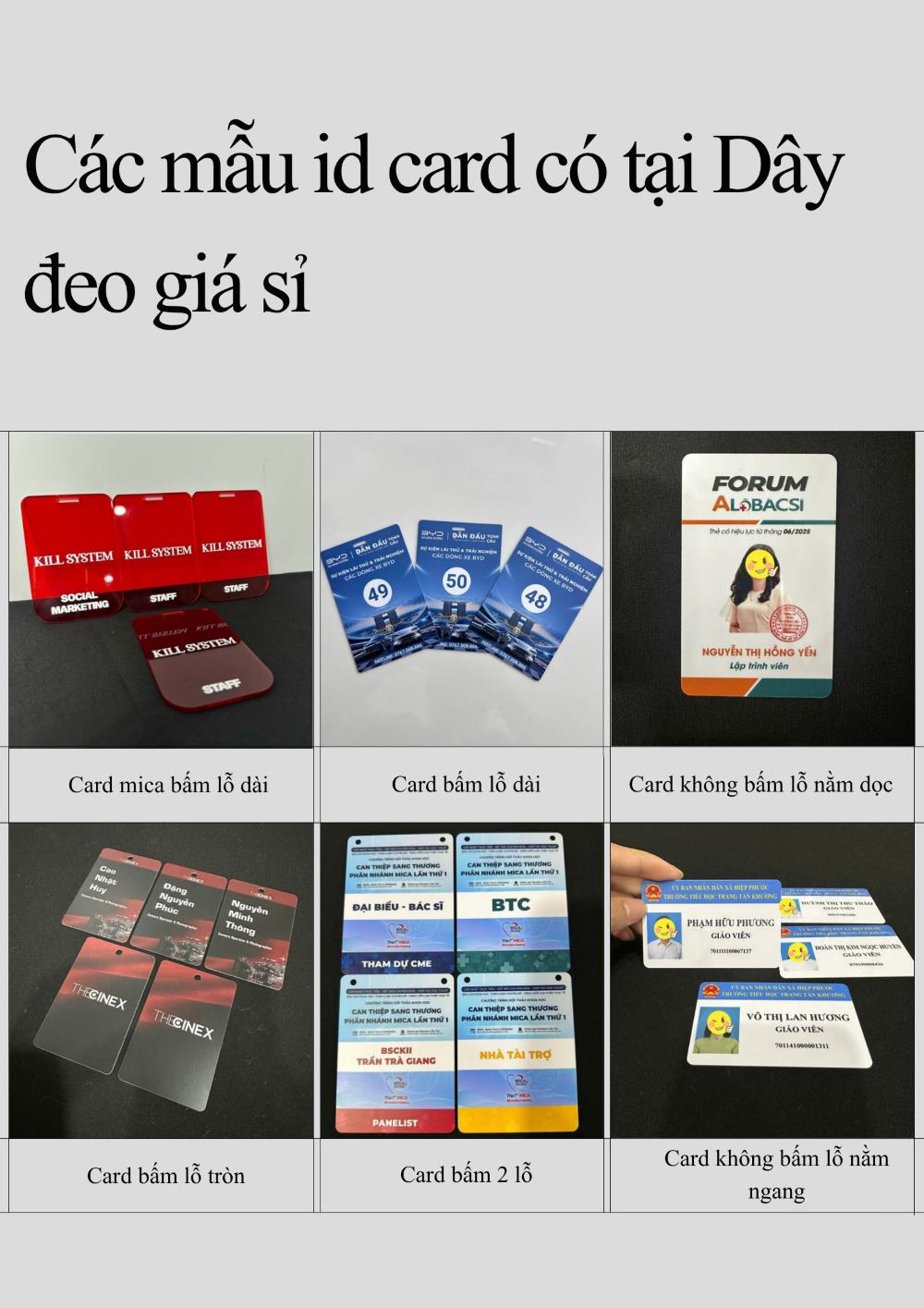 Các mẫu id card có tại dây đeo giá sỉ